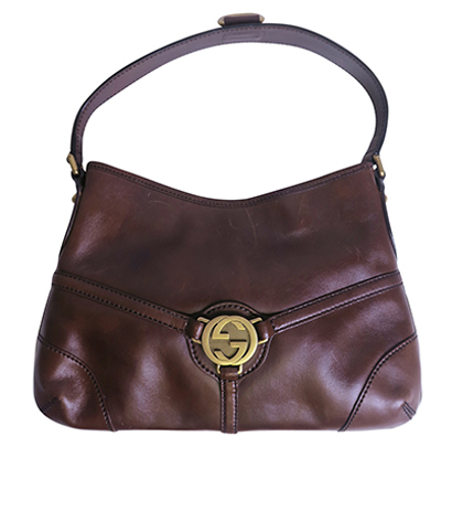 Reins Hobo, &pound;150, Handbags, Brown, Leather, Front view